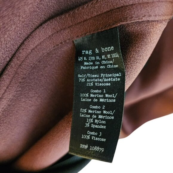 rag & bone XXS Dress NWT | $450 Retail | Merino Wool Blend Burgundy Shift - Picture 5 of 8